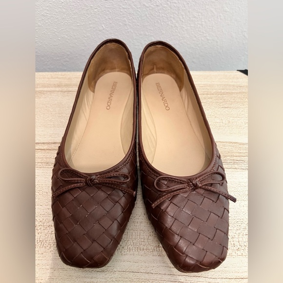 Bernardo Shoes - Bernardo Brown Woven Leather Ballet Flats